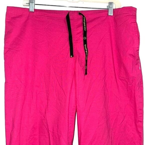 Hot Pink Cotton Womens Pants Size L Elastic Waist - Picture 2 of 9